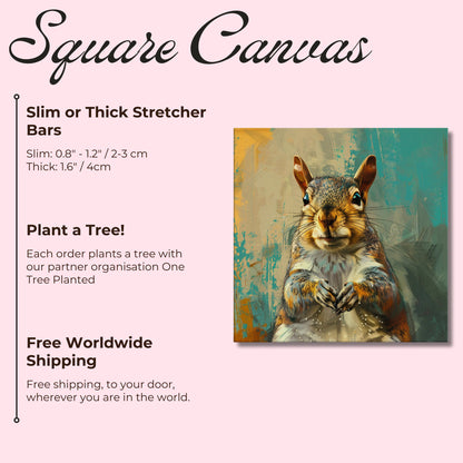 Grey Squirrel Canvas Print. Oil Painting Modern Home Decor, Gray Squirrel Wall Art Picture, Countryside Animal Painting, Nut Lover Gift - CanvasityCrafts - Free Shipping