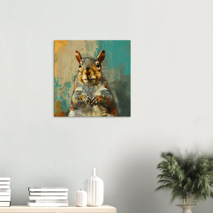 Grey Squirrel Canvas Print. Oil Painting Modern Home Decor, Gray Squirrel Wall Art Picture, Countryside Animal Painting, Nut Lover Gift - CanvasityCrafts - Free Shipping