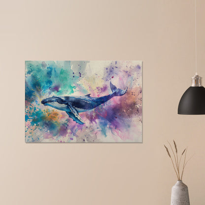 Watercolour Humpback Whale Canvas. Unique Whale Painting Print. Marine Animal, Nautical Decor Gift for Sea Life Lovers. Paint Splash Art - CanvasityCrafts - Free Shipping