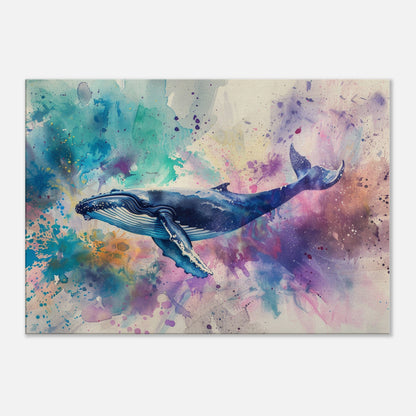 Watercolour Humpback Whale Canvas. Unique Whale Painting Print. Marine Animal, Nautical Decor Gift for Sea Life Lovers. Paint Splash Art - CanvasityCrafts - Free Shipping