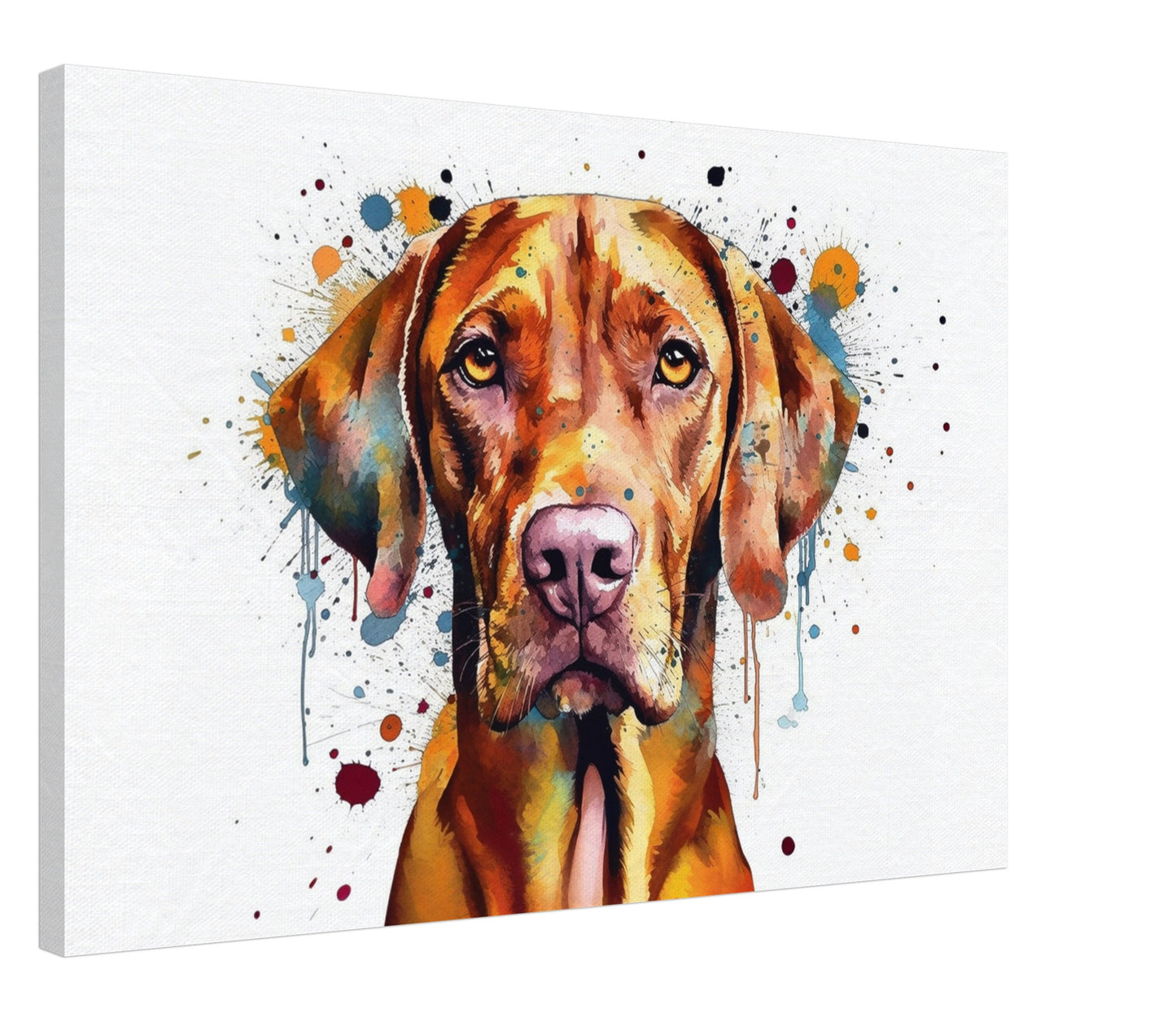 Watercolour Hungarian Vizsla Dog Canvas. Unique Paint Splash Painting Print, Colourful Animal Decor Gift. Splatter Paint Wall Art, Magyar - CanvasityCrafts - Free Shipping