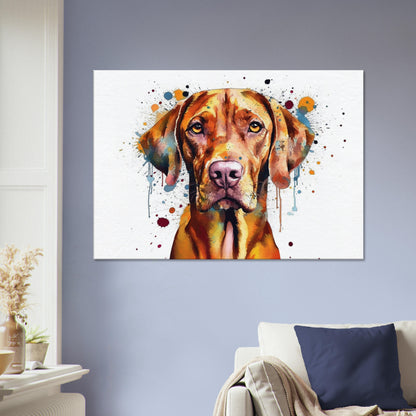 Watercolour Hungarian Vizsla Dog Canvas. Unique Paint Splash Painting Print, Colourful Animal Decor Gift. Splatter Paint Wall Art, Magyar - CanvasityCrafts - Free Shipping