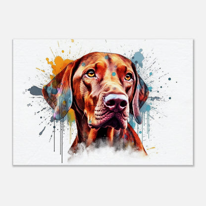 Watercolour Hungarian Vizsla Dog Canvas. Unique Paint Splash Painting Print, Colourful Animal Decor Gift. Splatter Paint Wall Art, Magyar - CanvasityCrafts - Free Shipping