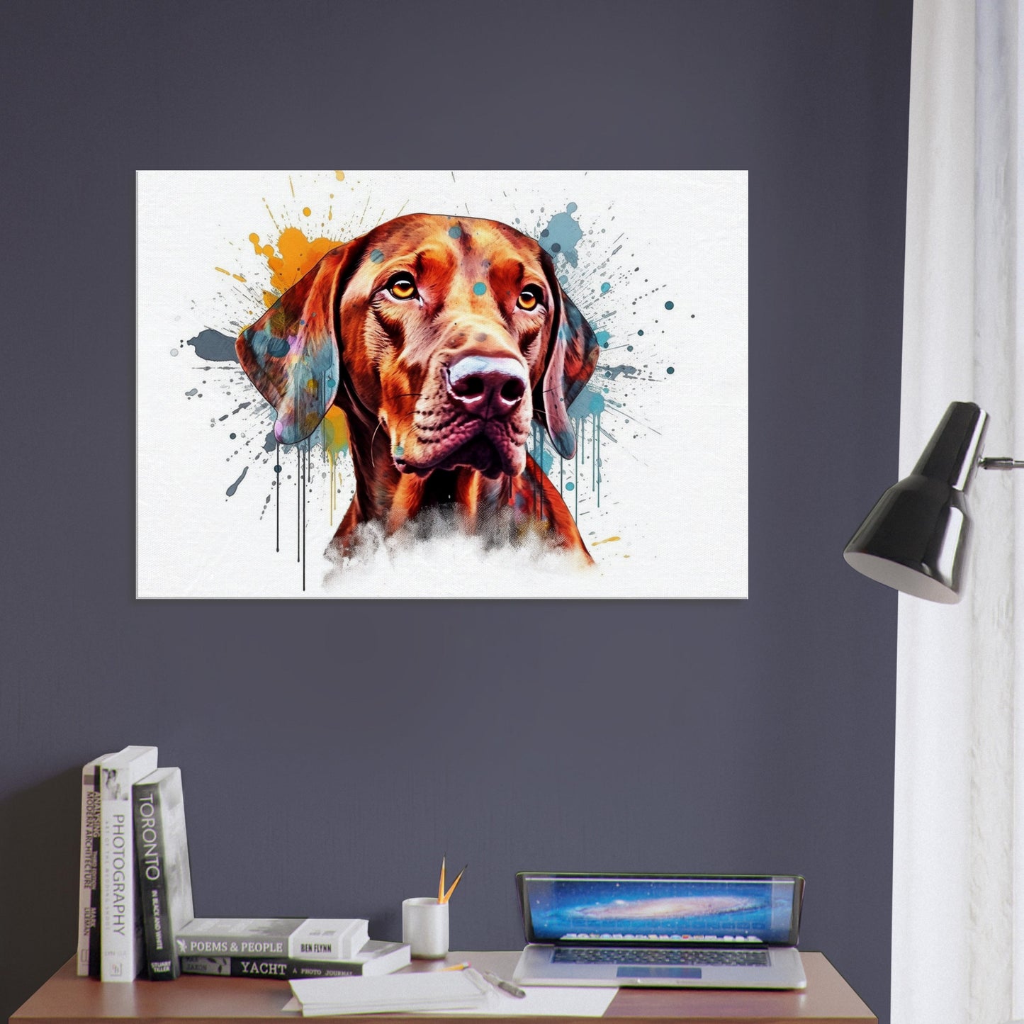 Watercolour Hungarian Vizsla Dog Canvas. Unique Paint Splash Painting Print, Colourful Animal Decor Gift. Splatter Paint Wall Art, Magyar - CanvasityCrafts - Free Shipping