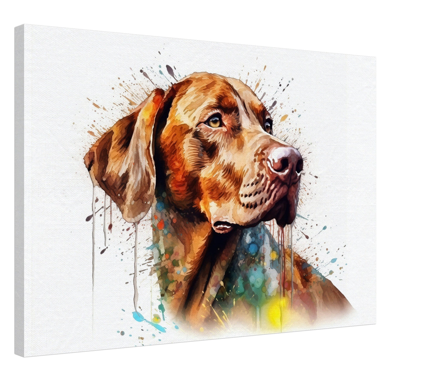 Watercolour Hungarian Vizsla Dog Canvas. Unique Paint Splash Painting Print, Colourful Animal Decor Gift. Splatter Paint Wall Art, Magyar - CanvasityCrafts - Free Shipping