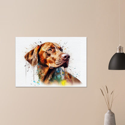 Watercolour Hungarian Vizsla Dog Canvas. Unique Paint Splash Painting Print, Colourful Animal Decor Gift. Splatter Paint Wall Art, Magyar - CanvasityCrafts - Free Shipping