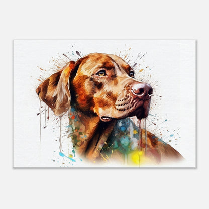 Watercolour Hungarian Vizsla Dog Canvas. Unique Paint Splash Painting Print, Colourful Animal Decor Gift. Splatter Paint Wall Art, Magyar - CanvasityCrafts - Free Shipping