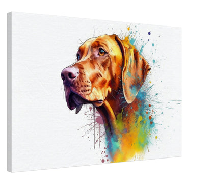 Colourful Hungarian Vizsla Dog Canvas. Unique Paint Splash Painting Print, Watercolour Animal Decor Gift. Splatter Paint Wall Art, Magyar - CanvasityCrafts - Free Shipping