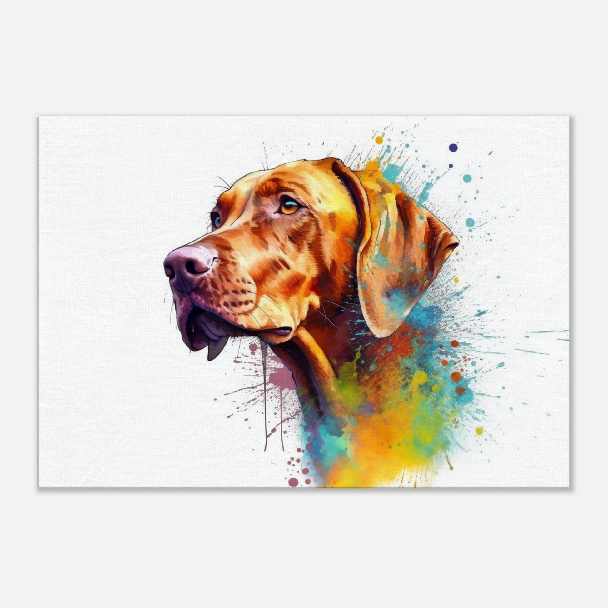 Colourful Hungarian Vizsla Dog Canvas. Unique Paint Splash Painting Print, Watercolour Animal Decor Gift. Splatter Paint Wall Art, Magyar - CanvasityCrafts - Free Shipping