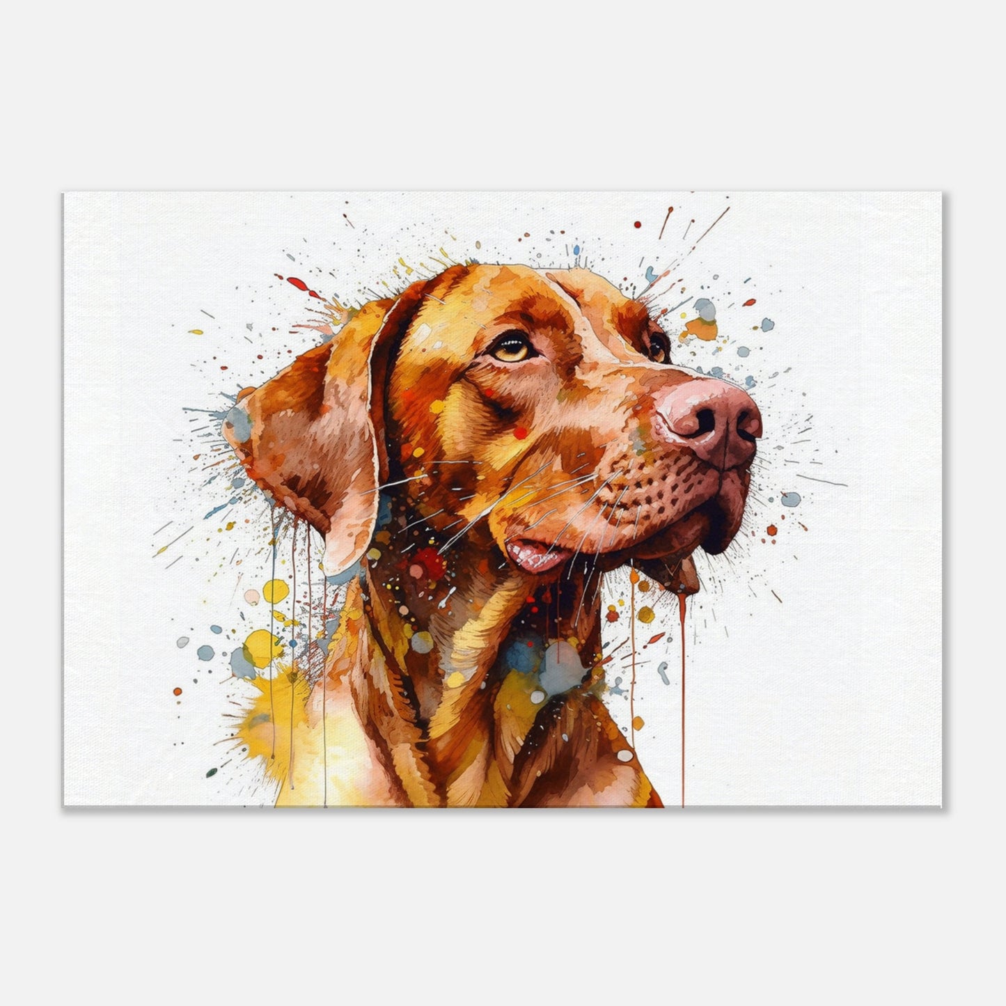 Colourful Hungarian Vizsla Dog Canvas. Unique Paint Splash Painting Print, Watercolour Animal Decor Gift. Splatter Paint Wall Art, Magyar - CanvasityCrafts - Free Shipping