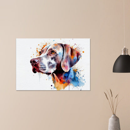 Watercolour Weimaraner Canvas Print. Unique Colourful Dog Painting, Paint Splash Animal Decor, Weim Gift Splatter Paint Wall Art. Grey Ghost - CanvasityCrafts - Free Shipping