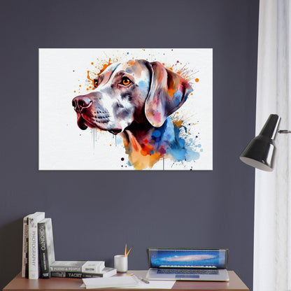 Watercolour Weimaraner Canvas Print. Unique Colourful Dog Painting, Paint Splash Animal Decor, Weim Gift Splatter Paint Wall Art. Grey Ghost - CanvasityCrafts - Free Shipping