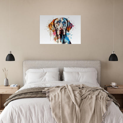 Watercolour Weimaraner Canvas Print. Unique Colourful Dog Painting, Paint Splash Animal Decor, Weim Gift, Splatter Paint Wall Art - CanvasityCrafts - Free Shipping