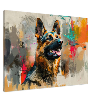 Abstract German Shepherd Canvas Print Horizontal or Vertical (Landscape / Portrait). Unique Watercolour GSD Dog Painting, Paint Splash Gift - CanvasityCrafts - Free Shipping