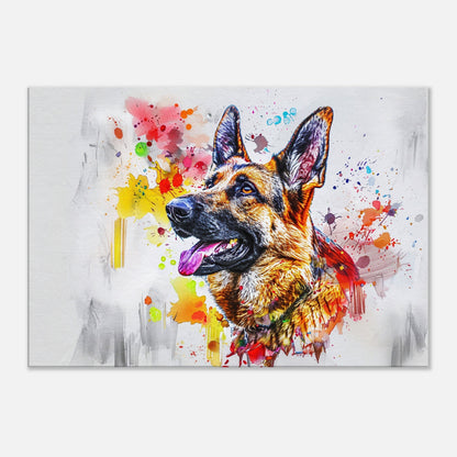 German Shepherd Canvas Print Horizontal or Vertical (Landscape / Portrait). Unique Watercolour GSD Dog Painting, Paint Splash Graffiti Gift - CanvasityCrafts - Free Shipping