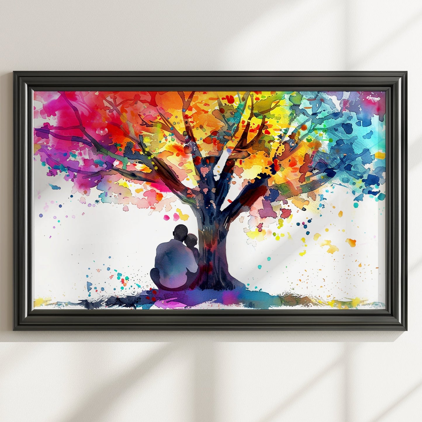 Tree of Life Father Son Poster Print. Dad & Child Memory, Wall Decor Gifts for Father's Day, Birthday. Watercolour Paint Splash Painting - CanvasityCrafts - Free Shipping