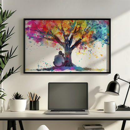 Tree of Life Father Son Poster Print. Dad & Child Memory, Wall Decor Gifts for Father's Day, Birthday. Watercolour Paint Splash Painting - CanvasityCrafts - Free Shipping