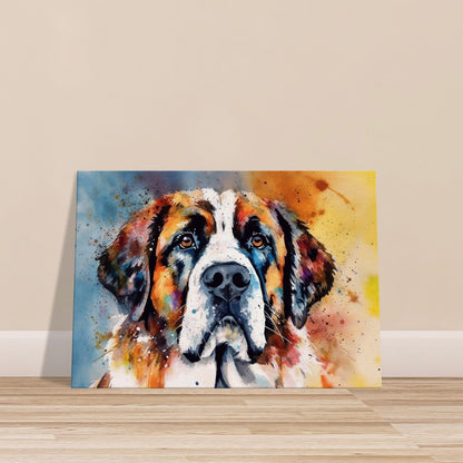 Watercolour St Bernard Canvas Print. Unique Colourful Dog Painting, Paint Splash Animal Decor, Saint Bernard Gift, Splatter Paint Wall Art - CanvasityCrafts - Free Shipping