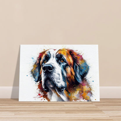 St Bernard Canvas Print. Unique Colourful Watercolour Dog Painting, Paint Splash Animal Decor, Saint Bernard Gift, Splatter Paint Wall Art - CanvasityCrafts - Free Shipping