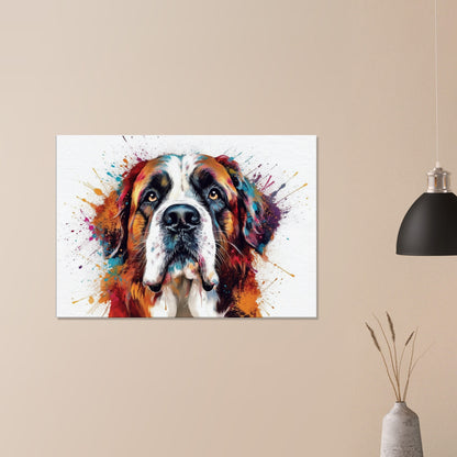 Saint Bernard Canvas Print. Unique Colourful Watercolour Dog Painting, Paint Splash Animal Decor, St Bernard Gift, Splatter Paint Wall Art - CanvasityCrafts - Free Shipping