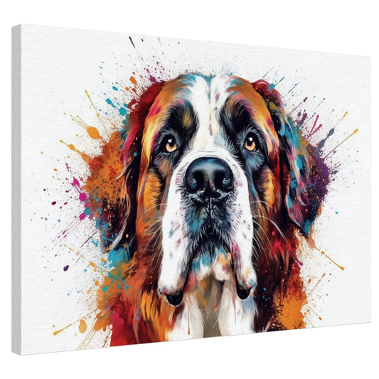 Saint Bernard Canvas Print. Unique Colourful Watercolour Dog Painting, Paint Splash Animal Decor, St Bernard Gift, Splatter Paint Wall Art - CanvasityCrafts - Free Shipping