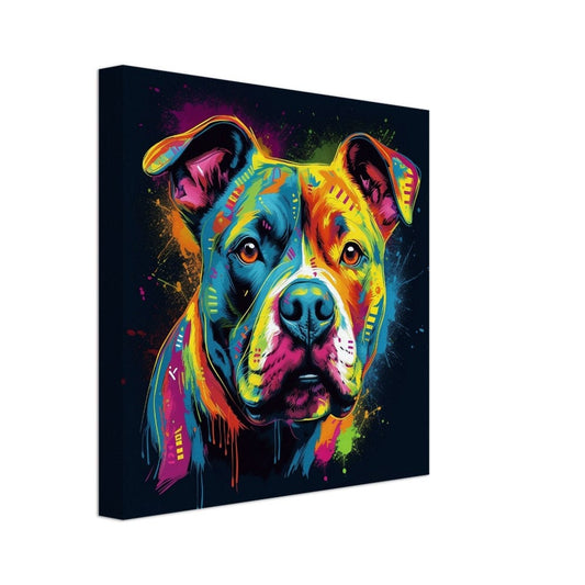 Abstract Staffordshire Bull Terrier Canvas Print. Unique Colourful Staffy Dog Neon Painting, Graffiti Animal Decor Gift, Vibrant Wall Art - CanvasityCrafts - Free Shipping