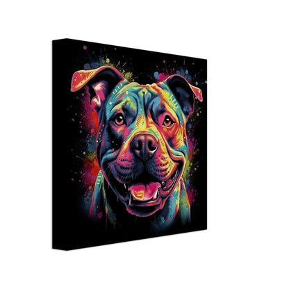 Staffordshire Bull Terrier Canvas Print. Unique Abstract Colourful Staffy Dog Neon Painting, Graffiti Animal Decor Gift, Vibrant Wall Art - CanvasityCrafts - Free Shipping