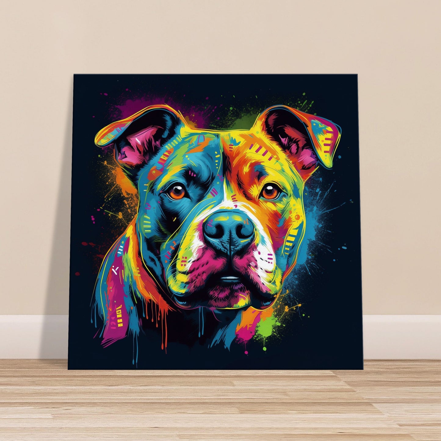 Abstract Staffordshire Bull Terrier Canvas Print. Unique Colourful Staffy Dog Neon Painting, Graffiti Animal Decor Gift, Vibrant Wall Art - CanvasityCrafts - Free Shipping