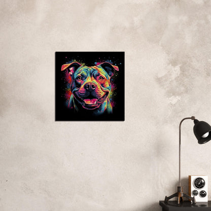 Staffordshire Bull Terrier Canvas Print. Unique Abstract Colourful Staffy Dog Neon Painting, Graffiti Animal Decor Gift, Vibrant Wall Art - CanvasityCrafts - Free Shipping