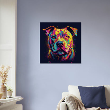 Vibrant Staffordshire Bull Terrier Canvas Print. Unique Abstract Colourful Staffy Dog Neon Painting, Graffiti Animal Decor Gift, Wall Art - CanvasityCrafts - Free Shipping