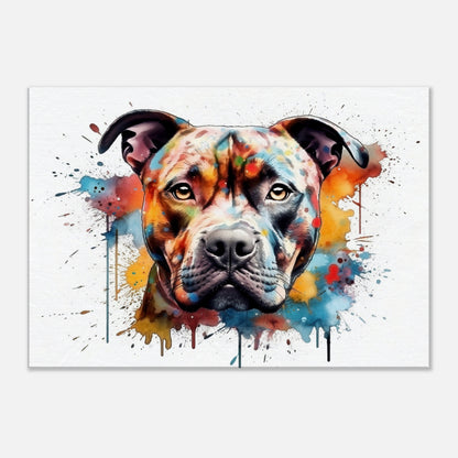 Watercolour Staffordshire Bull Terrier Canvas Print. Unique Colourful Staffy Dog Painting, Rainbow Animal Decor Gift, Wall Art - CanvasityCrafts - Free Shipping