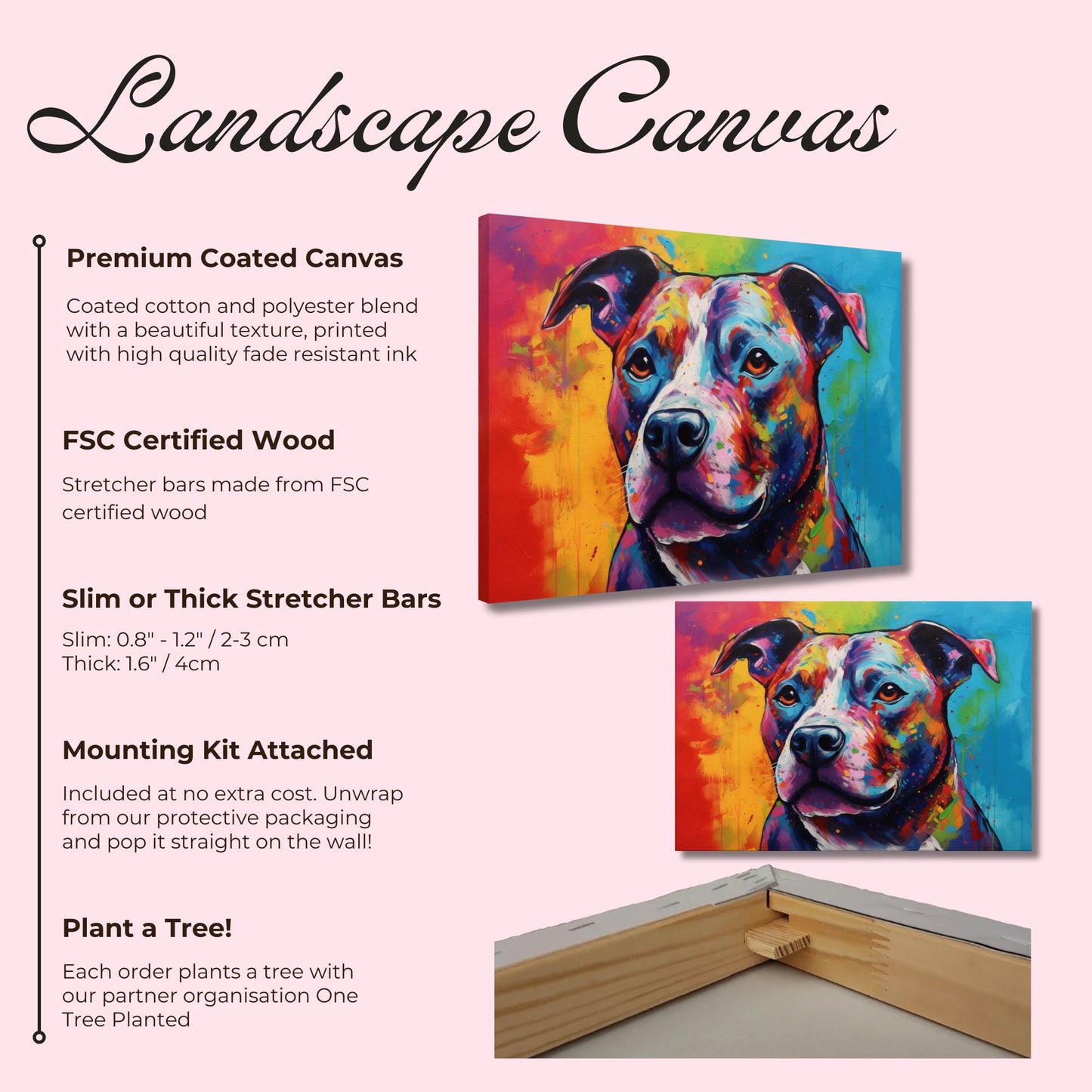 Staffordshire Bull Terrier Canvas Print. Unique Colourful Staffy Dog Painting, Rainbow Animal Decor Gift, Wall Art - CanvasityCrafts - Free Shipping