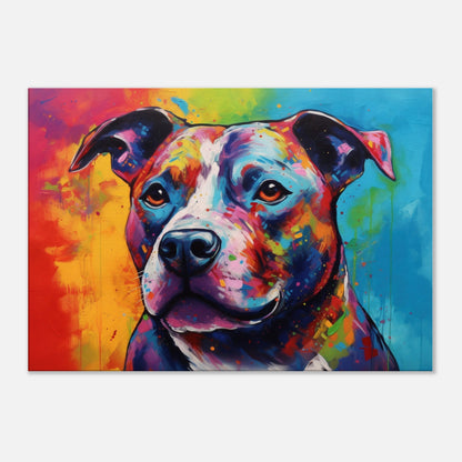 Staffordshire Bull Terrier Canvas Print. Unique Colourful Staffy Dog Painting, Rainbow Animal Decor Gift, Wall Art - CanvasityCrafts - Free Shipping