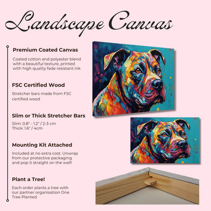 Abstract Staffordshire Bull Terrier Canvas Print. Unique Colourful Staffy Dog Painting, Rainbow Animal Decor Gift, Paint Splash Wall Art - CanvasityCrafts - Free Shipping