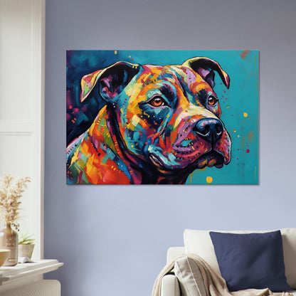 Abstract Staffordshire Bull Terrier Canvas Print. Unique Colourful Staffy Dog Painting, Rainbow Animal Decor Gift, Paint Splash Wall Art - CanvasityCrafts - Free Shipping