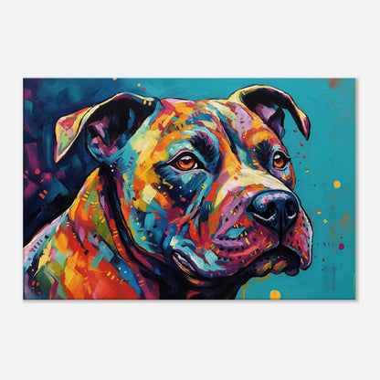 Abstract Staffordshire Bull Terrier Canvas Print. Unique Colourful Staffy Dog Painting, Rainbow Animal Decor Gift, Paint Splash Wall Art - CanvasityCrafts - Free Shipping