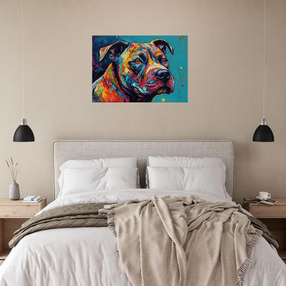 Abstract Staffordshire Bull Terrier Canvas Print. Unique Colourful Staffy Dog Painting, Rainbow Animal Decor Gift, Paint Splash Wall Art - CanvasityCrafts - Free Shipping