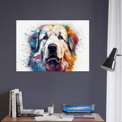 Majestic Great Pyrenees Canvas Print. Watercolor Wall Art Gift for Dog Lovers, Pyrenees Mom, Dad, Rainbow Splatter Painting, Paint Splash - CanvasityCrafts - Free Shipping