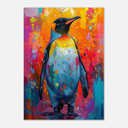 Colourful Penguin Canvas Print. Paint Splash Animal Wall Art Gift, Rainbow Decor, Watercolour Painting Picture. Vibrant Multi-colour - CanvasityCrafts - Free Shipping