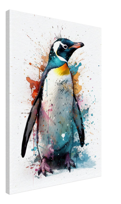 Watercolour Penguin Canvas Print. Paint Splash Animal Wall Art Gift, Watercolor Painting Picture, Bird Decor - CanvasityCrafts - Free Shipping