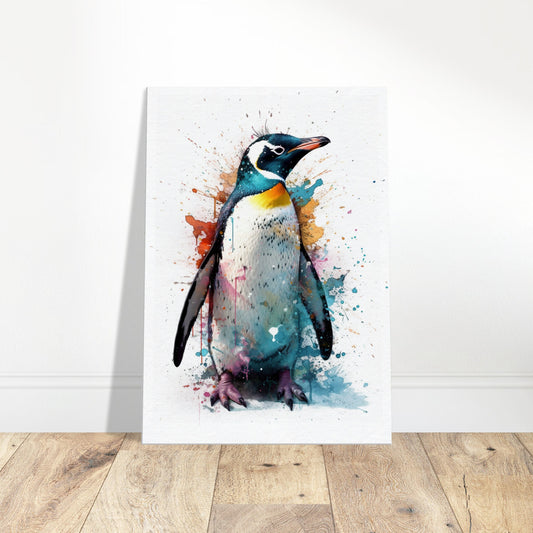 Watercolour Penguin Canvas Print. Paint Splash Animal Wall Art Gift, Watercolor Painting Picture, Bird Decor - CanvasityCrafts - Free Shipping