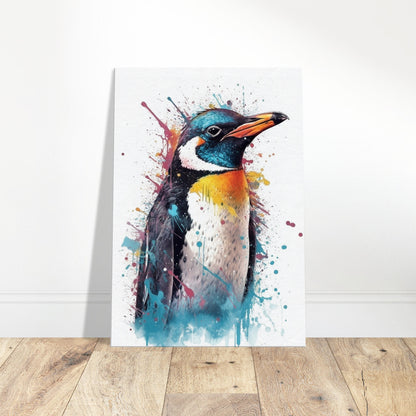 Watercolour Penguin Canvas Print. Paint Splash Animal Wall Art Gift, Watercolor Painting Picture, Abstract Bird Decor, Home / Office Gifts - CanvasityCrafts - Free Shipping