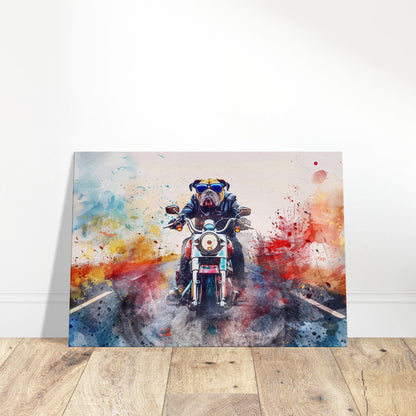 American Bulldog Motorbike Canvas Print. Funny Animal Wall Art Gift for Bikers, Motorcycle Owner, Bulldog Dad. Paint Splash Painting - CanvasityCrafts - Free Shipping