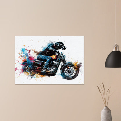 Black Labrador Motorbike Canvas Print. Funny Animal Wall Art Gift for Bikers, Motorcycle Owner, Lab Dad. Paint Splash Painting - CanvasityCrafts - Free Shipping