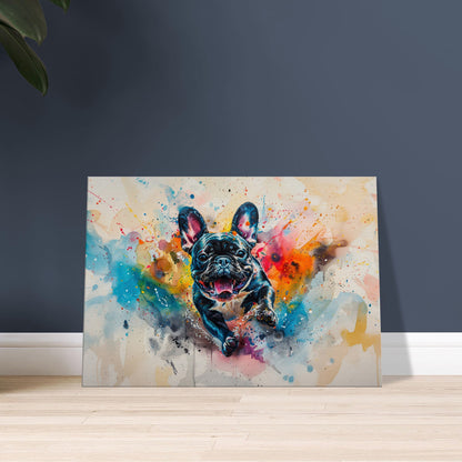 Paint Splash French Bulldog Canvas. Beautiful Frenchie Mom or Dad Gift, Watercolour Wall Art Print Picture for Dog Lovers, Home Office Decor - CanvasityCrafts - Free Shipping