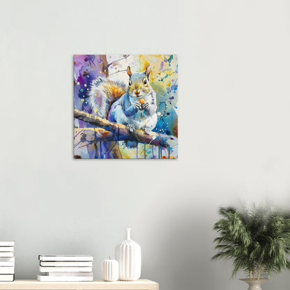 Watercolour Grey Squirrel Canvas Print. Paint Splash Gray Squirrel Nursery Decor, Animal Wall Art, Nut Lover Gift, Modern Home - CanvasityCrafts - Free Shipping