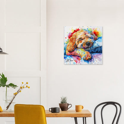 Personalised Cockapoo Canvas Print. Custom Dog Name. Doodle Mom Dad Gift, Rainbow Watercolour Pet Memorial Paint Splash Cavapoo Goldendoodle - CanvasityCrafts - Free Shipping