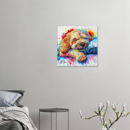 Personalised Cockapoo Canvas Print. Custom Dog Name. Doodle Mom Dad Gift, Rainbow Watercolour Pet Memorial Paint Splash Cavapoo Goldendoodle - CanvasityCrafts - Free Shipping