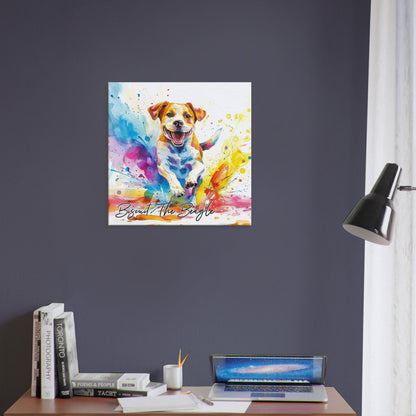 Personalised Beagle on the Beach Canvas Print. Custom Dog Name. Abstract Mom Dad Gift Rainbow Watercolour Pet Memorial Paint Splash Painting - CanvasityCrafts - Free Shipping