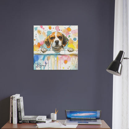 Personalised Beagle in the Bath Canvas Print. Custom Dog Name. Abstract Mom Dad Gift Rainbow Watercolour Pet Bathroom Paint Splash Painting - CanvasityCrafts - Free Shipping